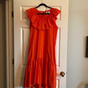Anthropologie Whit Two Coral Orange Cotton Dress Size Medium